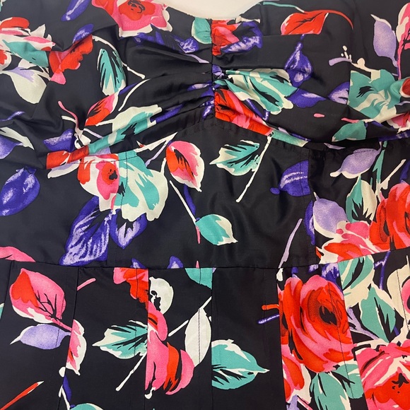 Vintage Express silk strapless floral fairycore fit to flare dress size 8 Whimsy - Picture 5 of 7